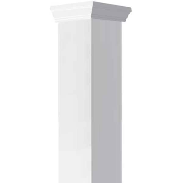 8W X 6'H Craftsman Classic Square Non-Tapered Smooth Column W/ Crown Capital & Base